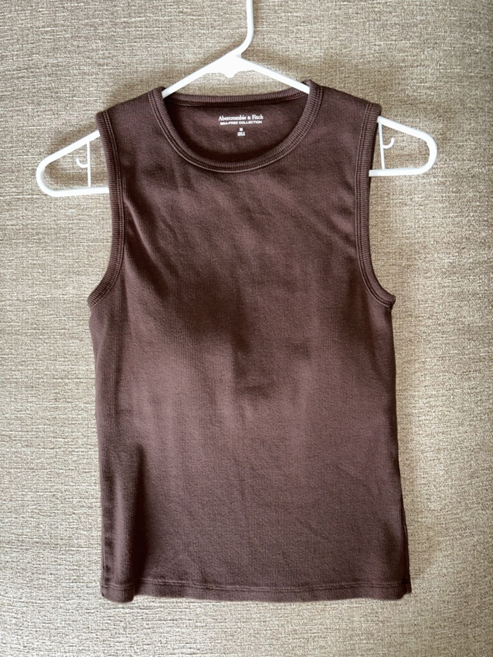 Abercrombie & Fitch Women's Brown Ribbed Tank Top - Bra Free Collection